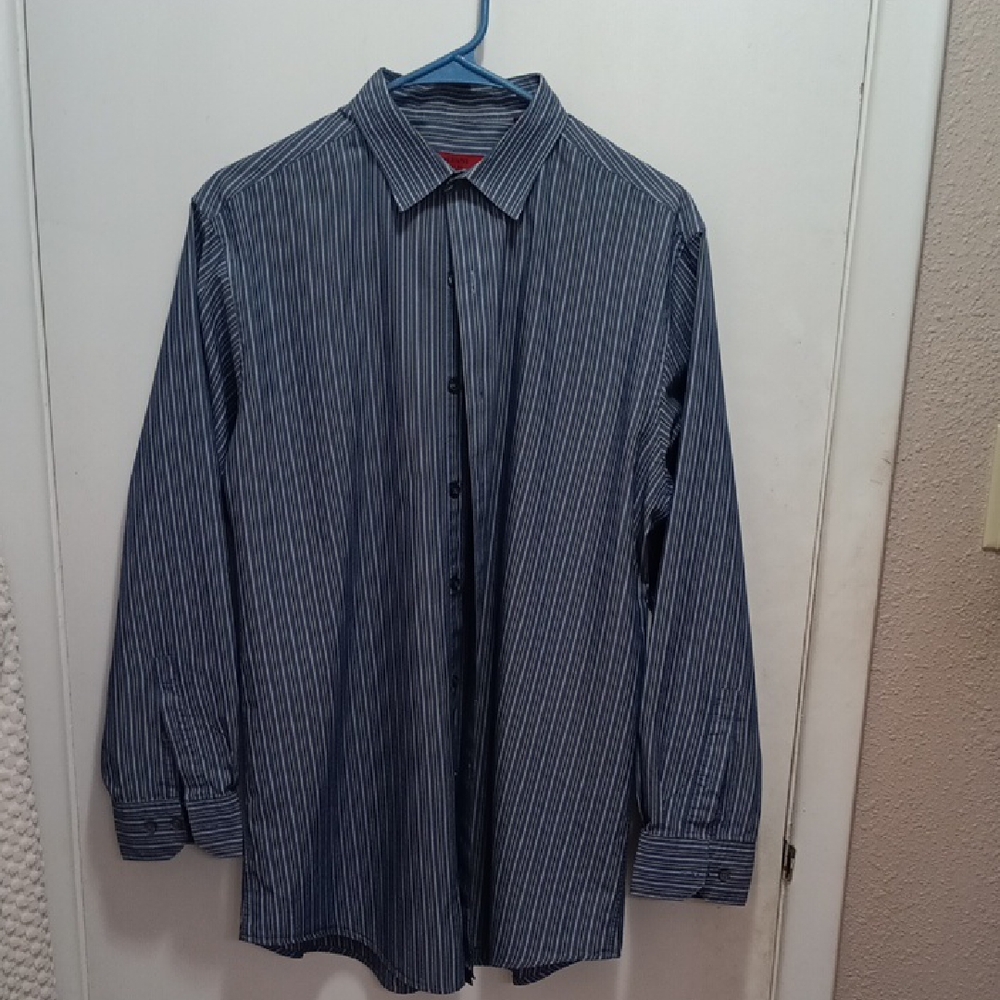 Men's Blue With Gray Striped Shirt